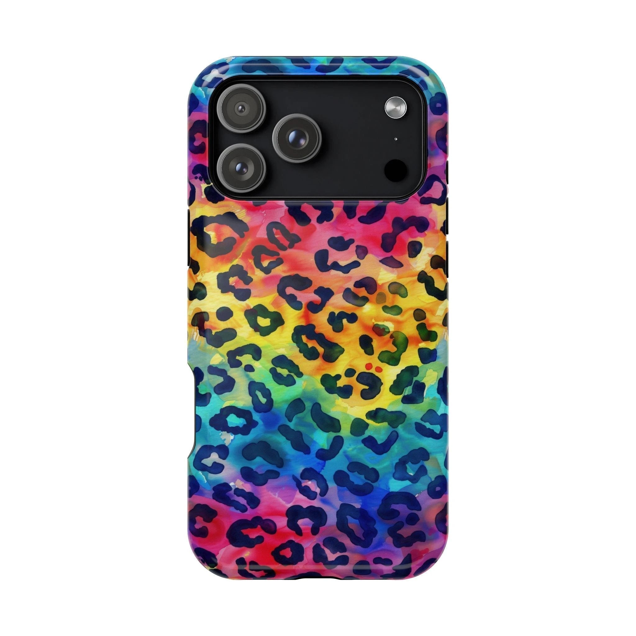 Bespattered Facade Rainbow Watercolor Leopard MagSafe Tough Case by Bespattered Facade