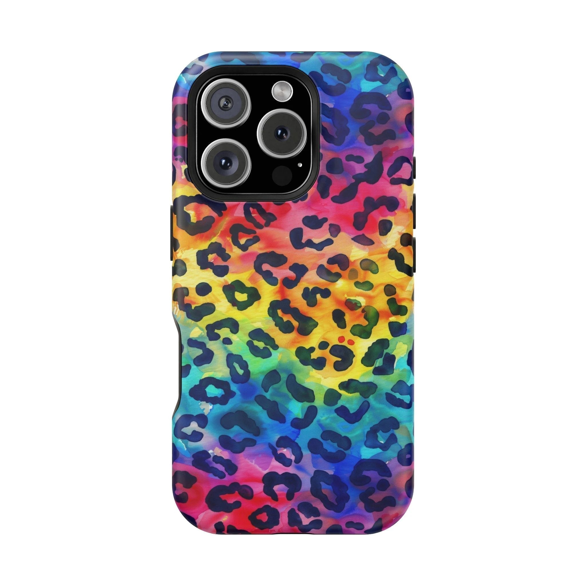 Bespattered Facade Rainbow Watercolor Leopard MagSafe Tough Case by Bespattered Facade