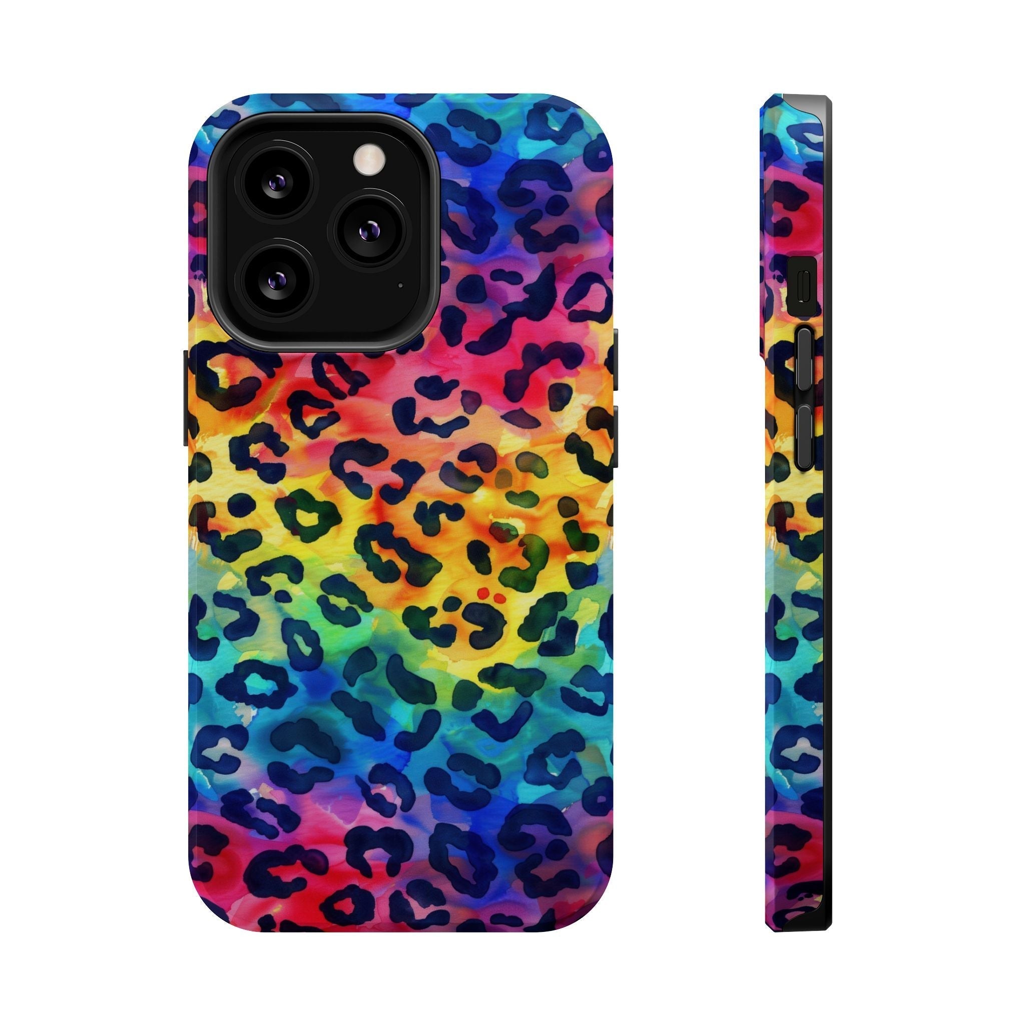 Bespattered Facade Rainbow Watercolor Leopard MagSafe Tough Case by Bespattered Facade