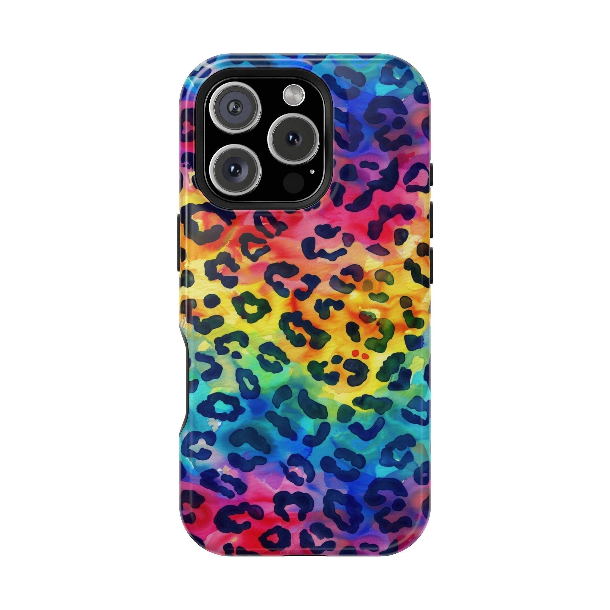 Bespattered Facade Rainbow Watercolor Leopard MagSafe Tough Case by Bespattered Facade