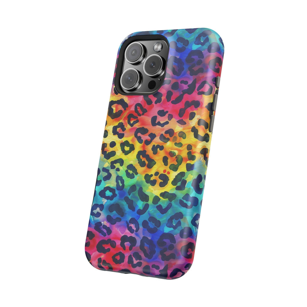 Bespattered Facade Rainbow Watercolor Leopard MagSafe Tough Case by Bespattered Facade