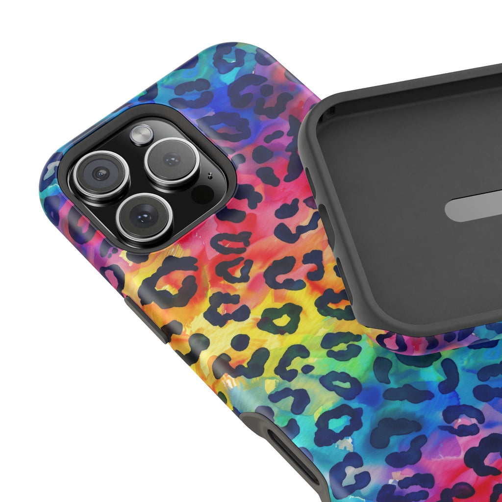 Bespattered Facade Rainbow Watercolor Leopard MagSafe Tough Case by Bespattered Facade