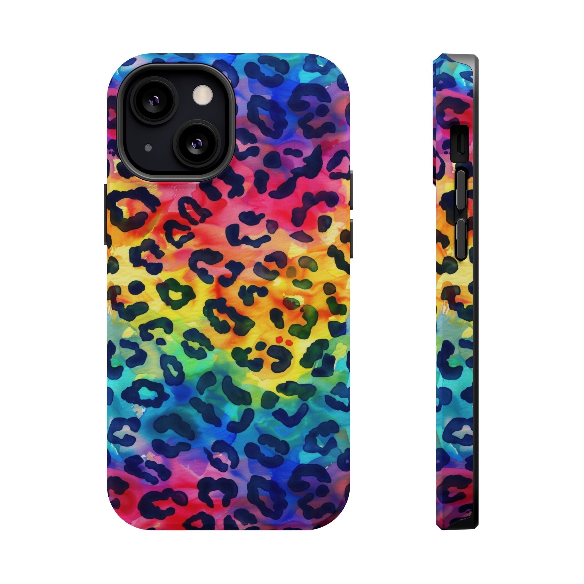 Bespattered Facade Rainbow Watercolor Leopard MagSafe Tough Case by Bespattered Facade