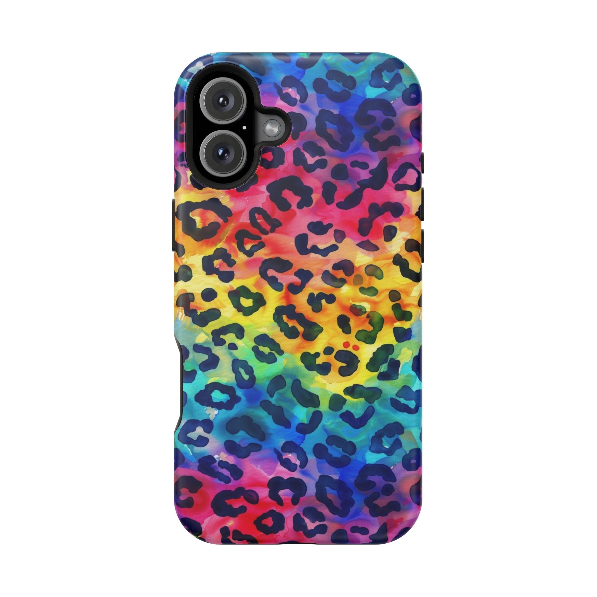 Bespattered Facade Rainbow Watercolor Leopard MagSafe Tough Case by Bespattered Facade