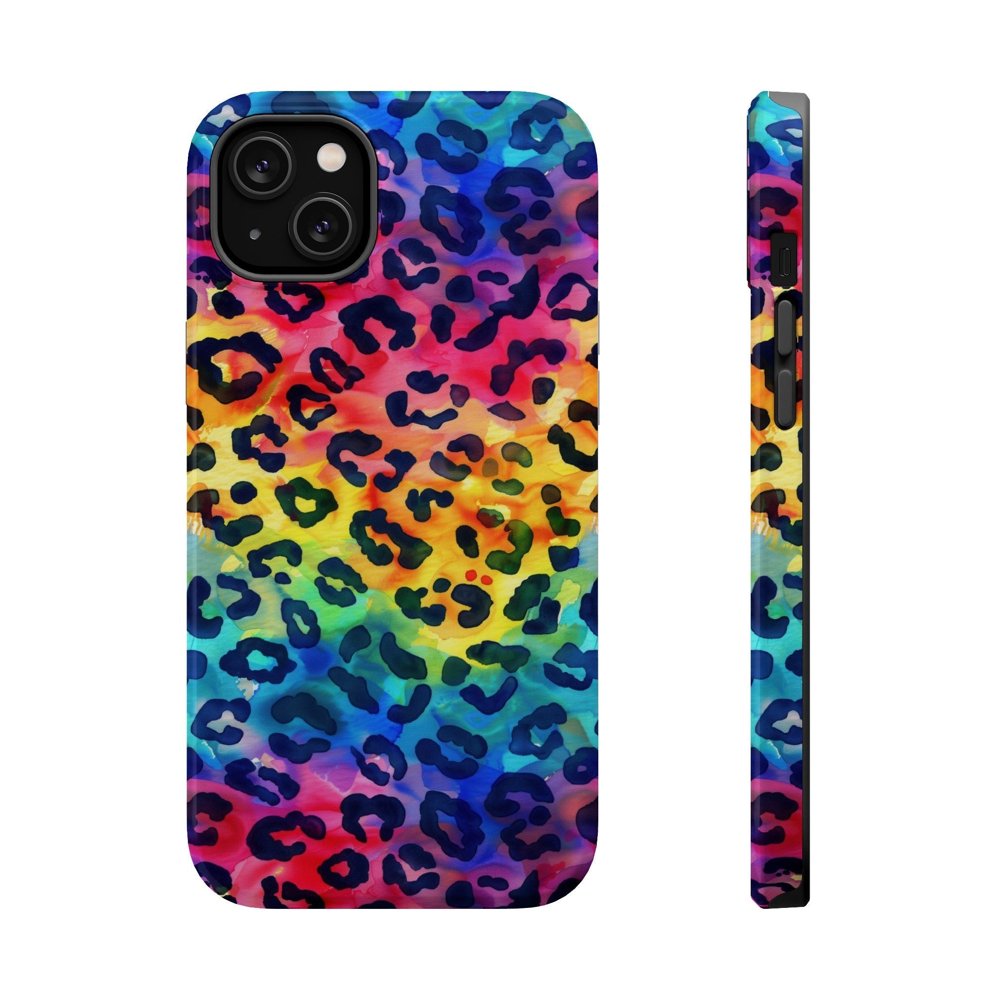 Bespattered Facade Rainbow Watercolor Leopard MagSafe Tough Case by Bespattered Facade