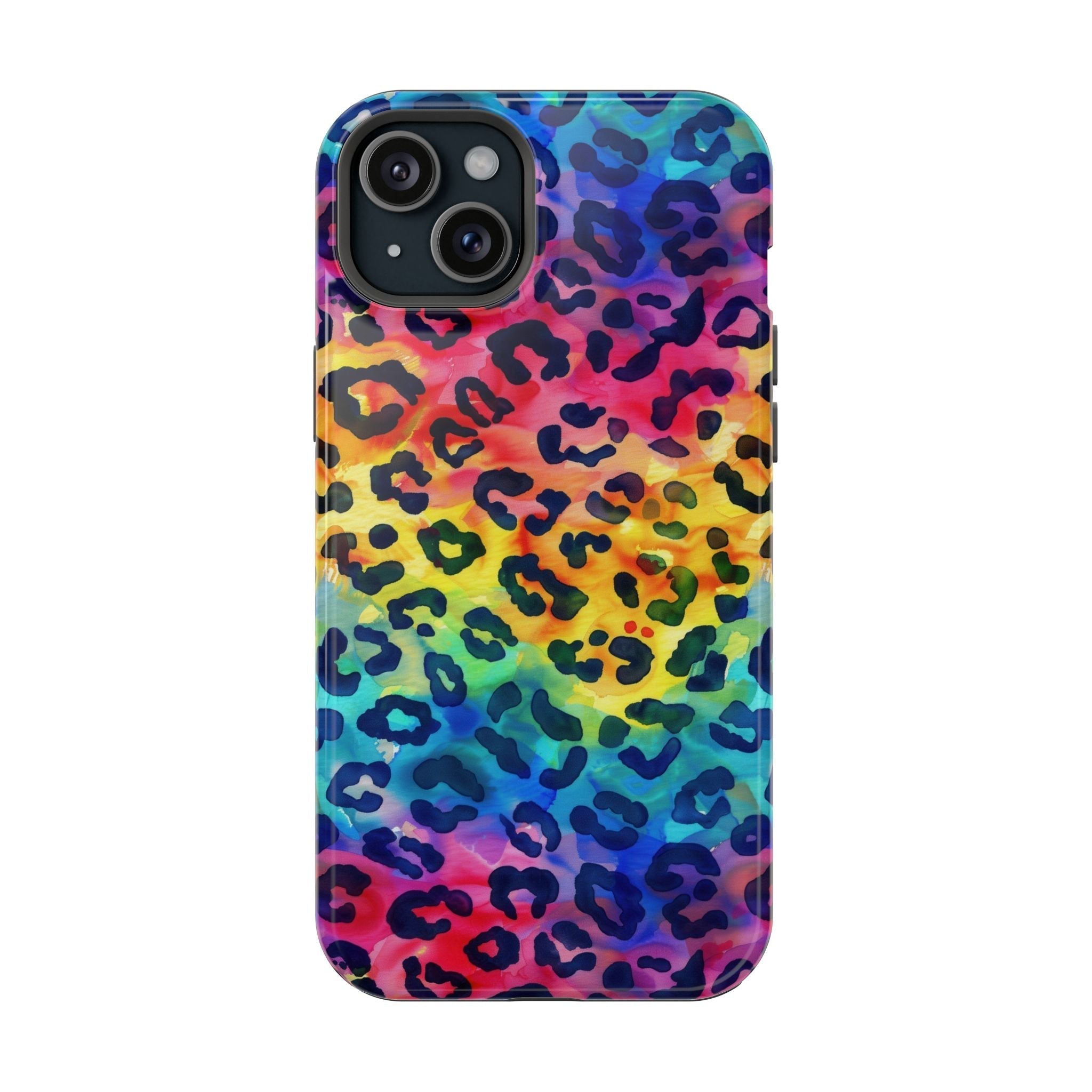 Bespattered Facade Rainbow Watercolor Leopard MagSafe Tough Case by Bespattered Facade