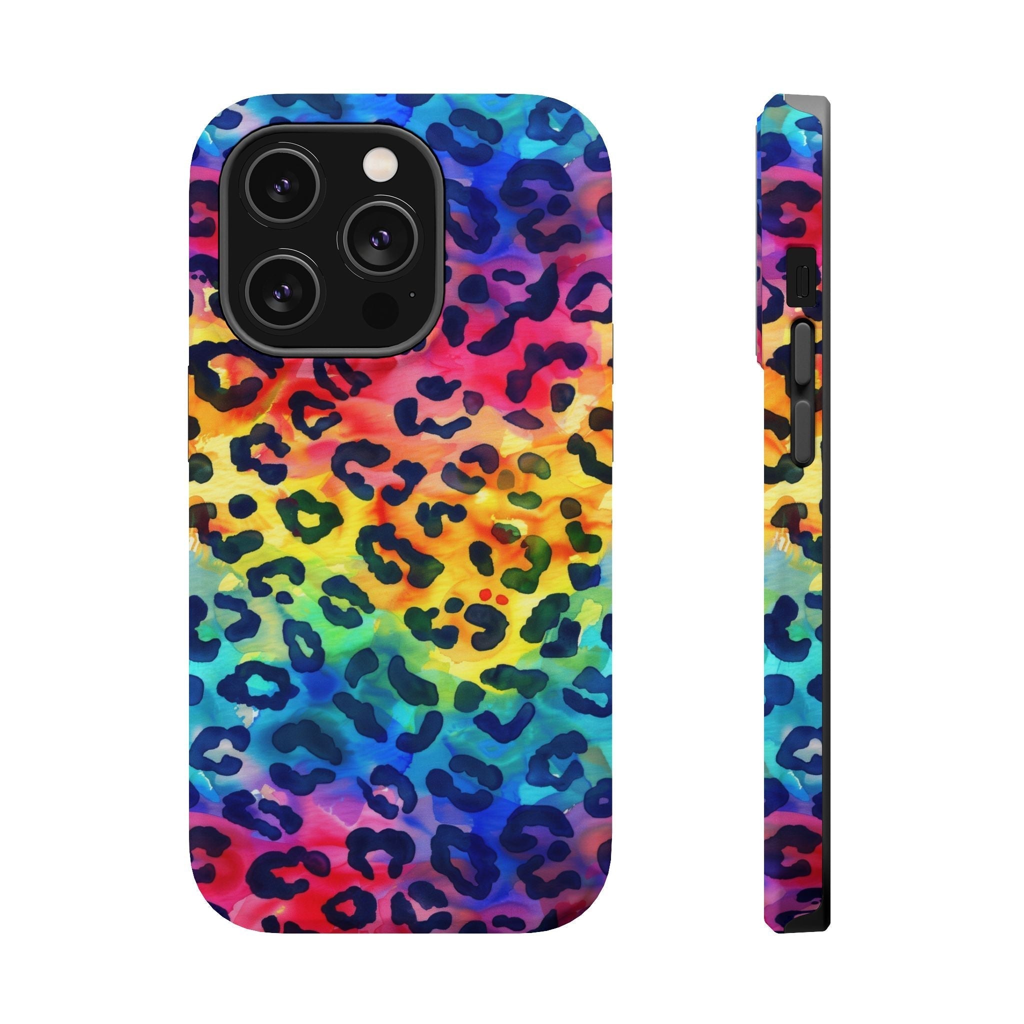 Bespattered Facade Rainbow Watercolor Leopard MagSafe Tough Case by Bespattered Facade