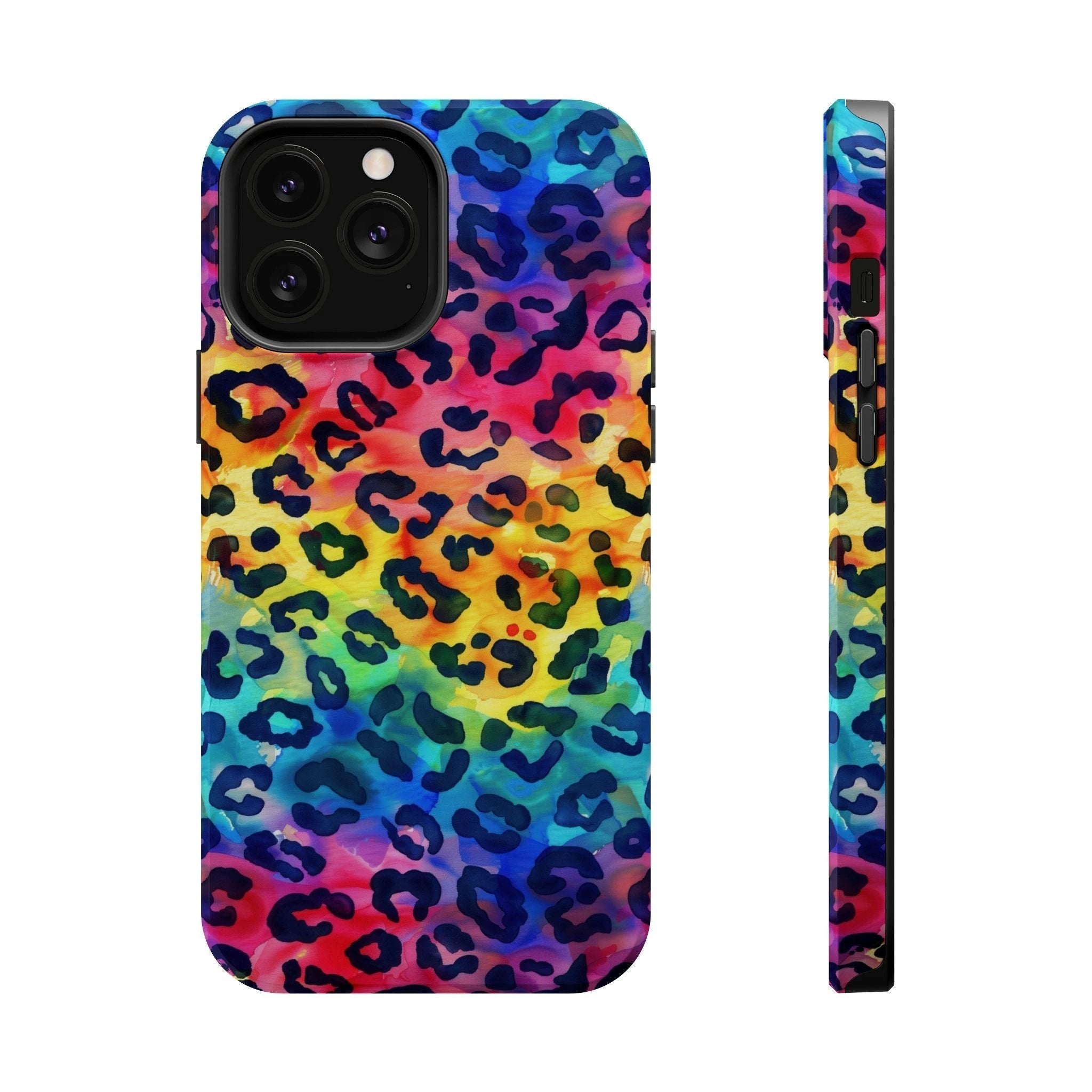 Bespattered Facade Rainbow Watercolor Leopard MagSafe Tough Case by Bespattered Facade