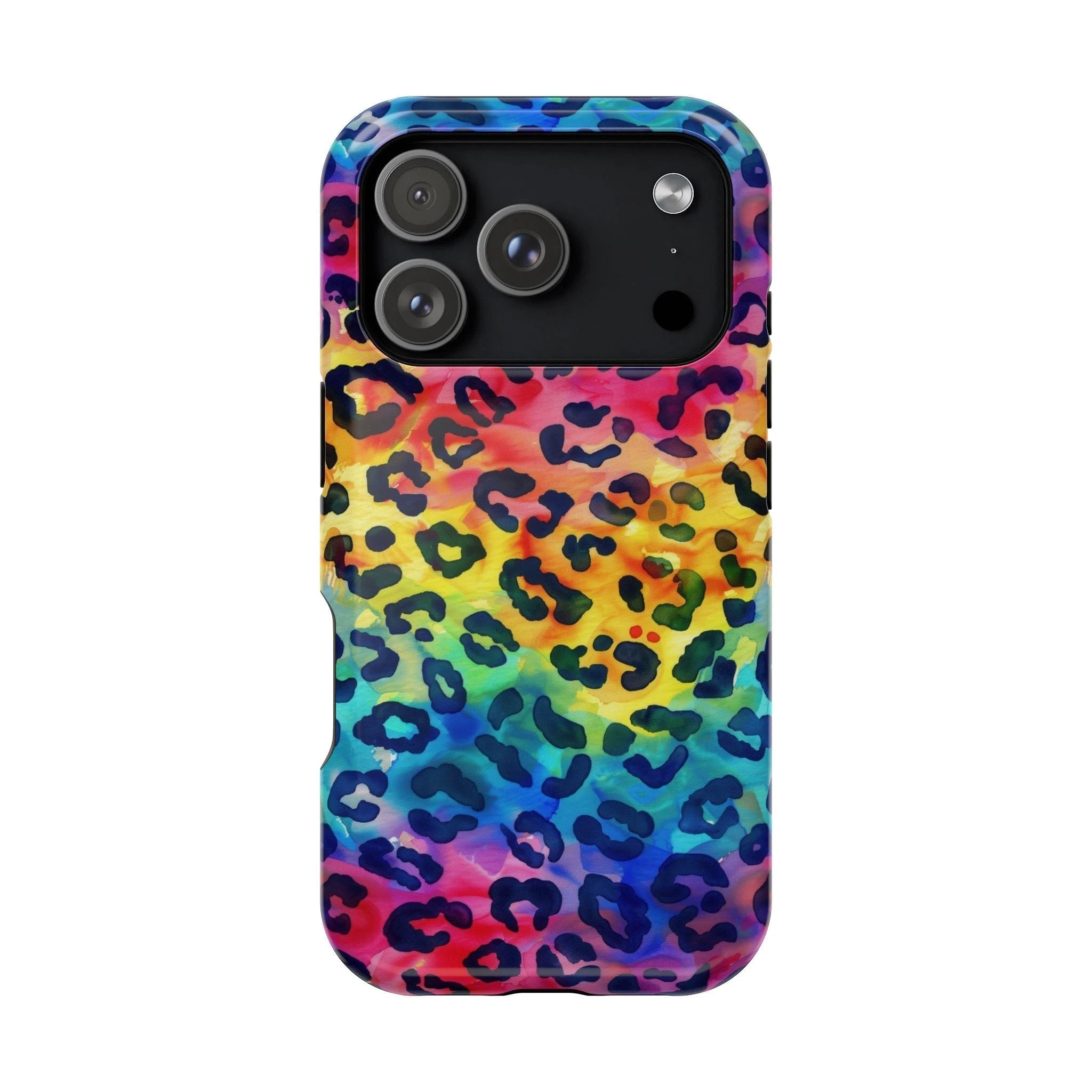 Bespattered Facade Rainbow Watercolor Leopard MagSafe Tough Case by Bespattered Facade