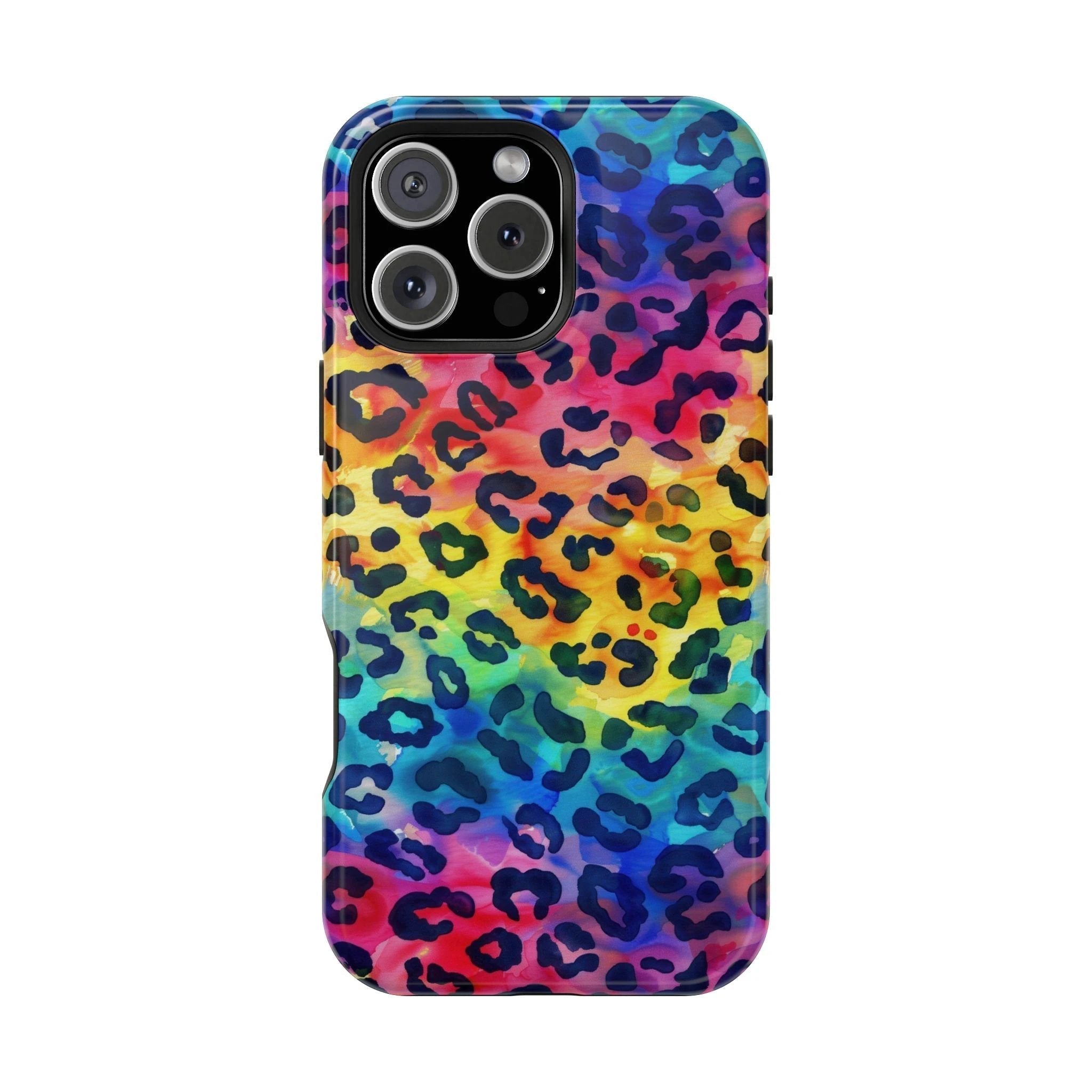 Bespattered Facade Rainbow Watercolor Leopard MagSafe Tough Case by Bespattered Facade