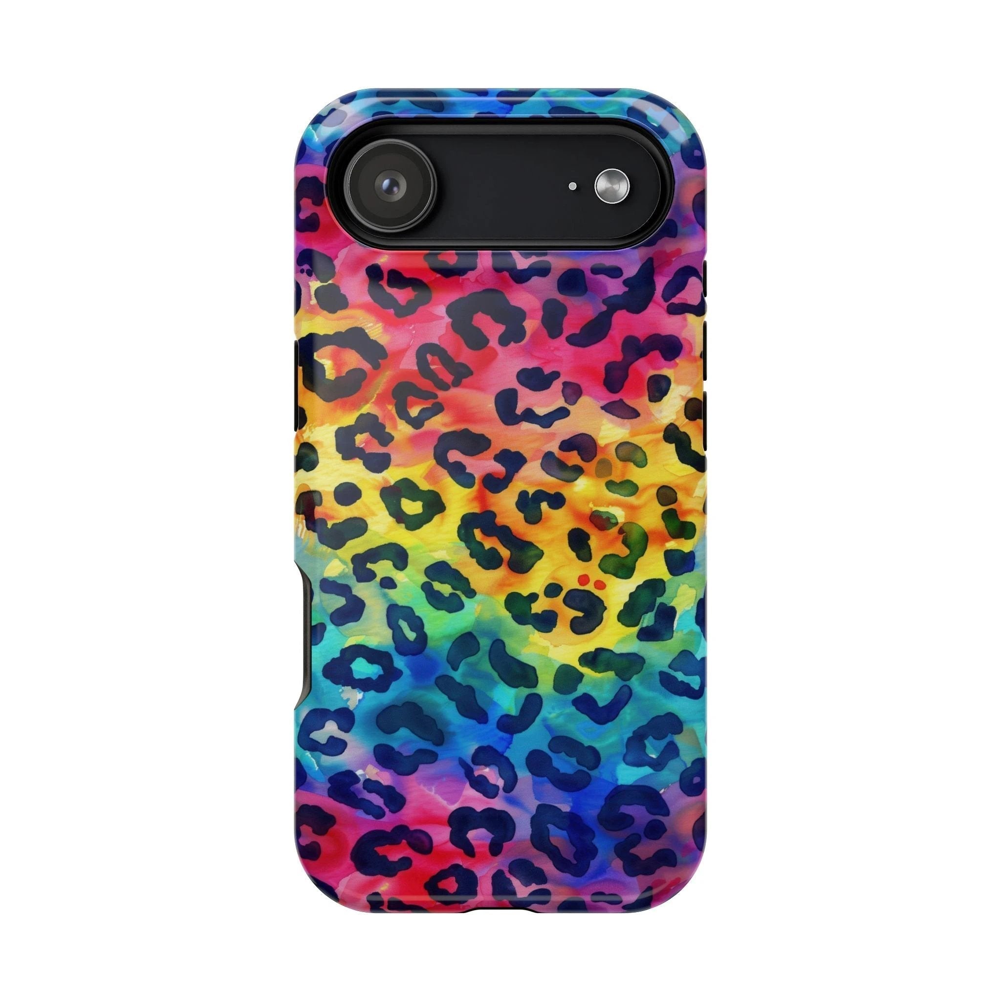 Bespattered Facade Rainbow Watercolor Leopard MagSafe Tough Case by Bespattered Facade