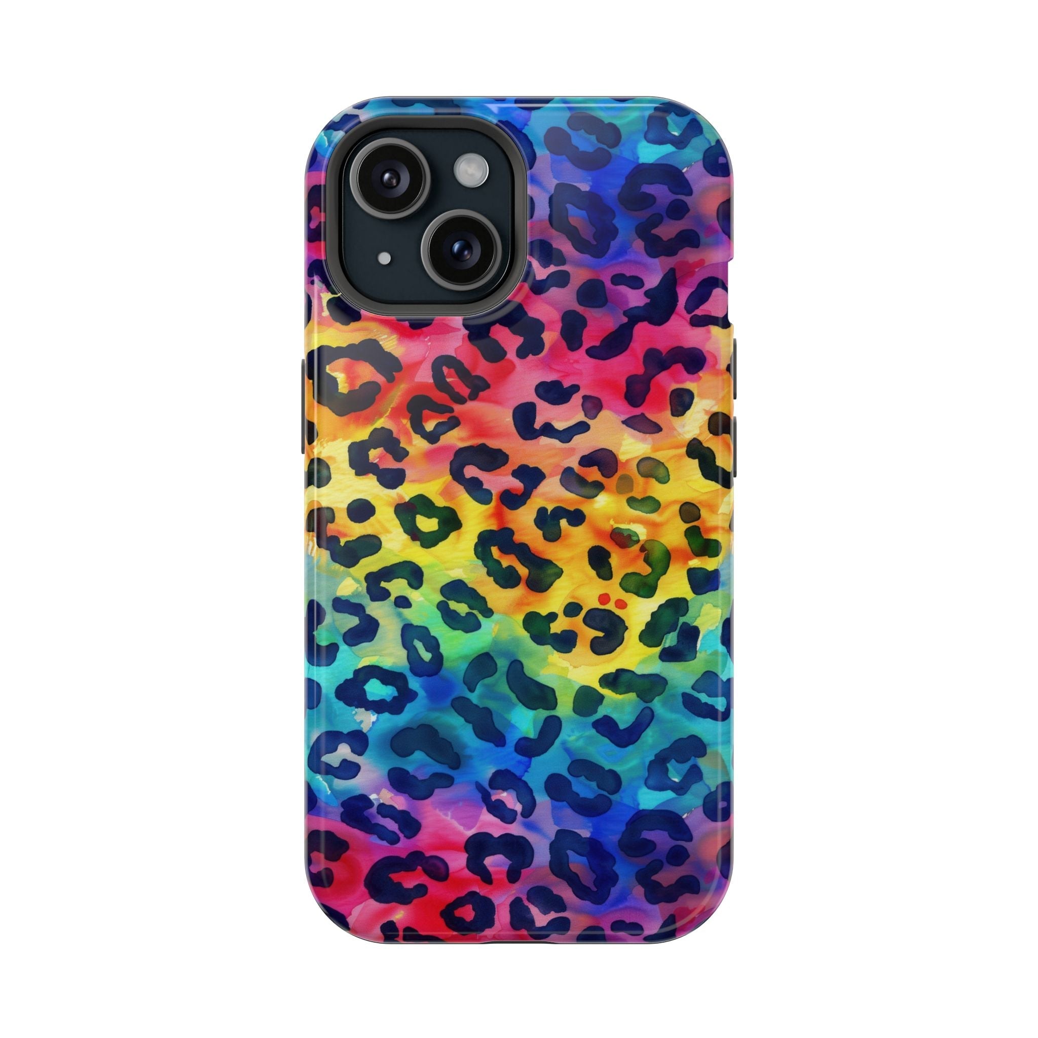 Bespattered Facade Rainbow Watercolor Leopard MagSafe Tough Case by Bespattered Facade