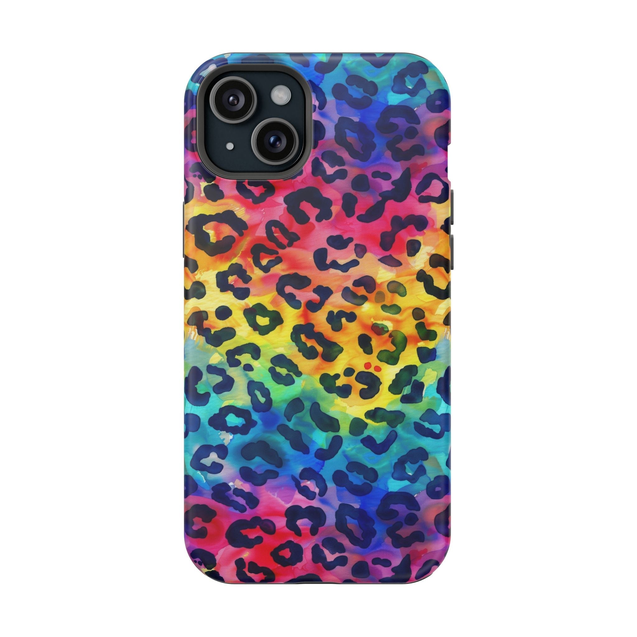 Bespattered Facade Rainbow Watercolor Leopard MagSafe Tough Case by Bespattered Facade