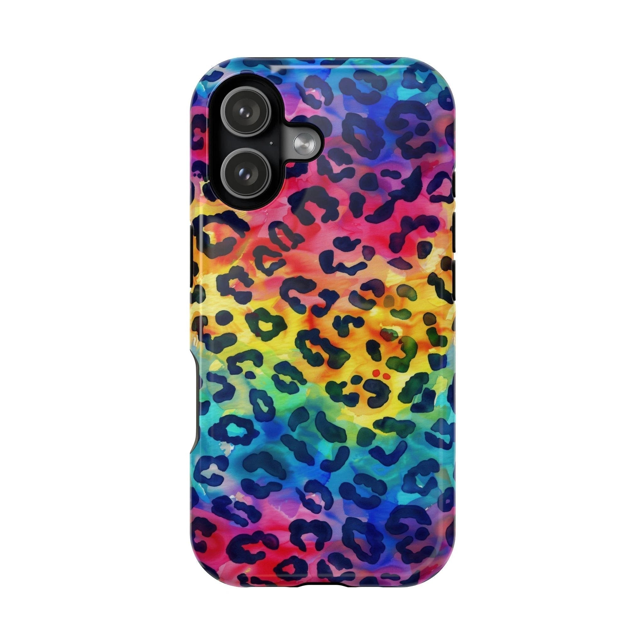 Bespattered Facade Rainbow Watercolor Leopard MagSafe Tough Case by Bespattered Facade