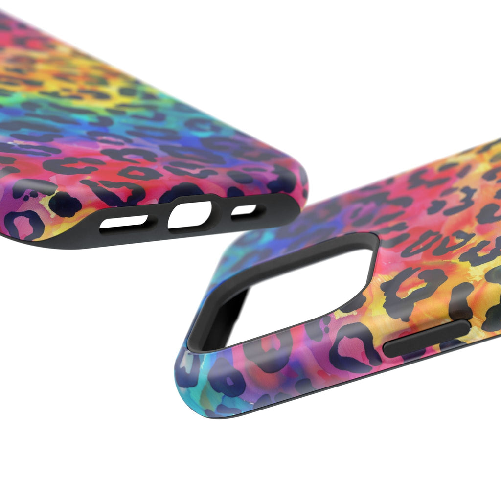 Bespattered Facade Rainbow Watercolor Leopard MagSafe Tough Case by Bespattered Facade