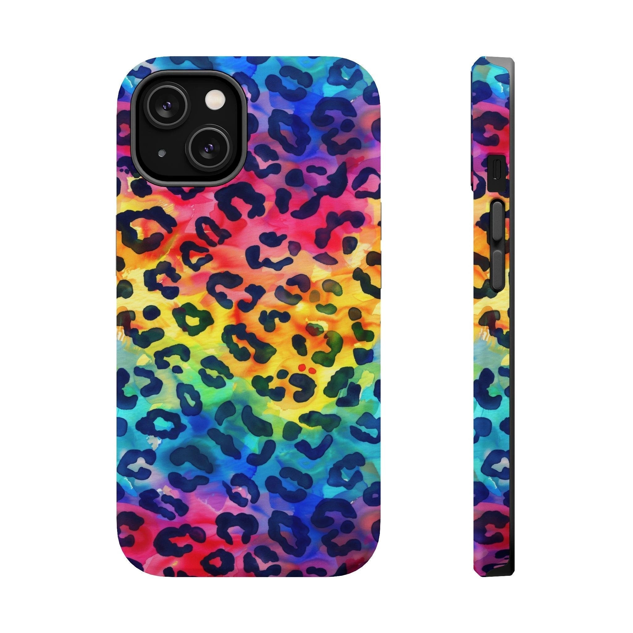 Bespattered Facade Rainbow Watercolor Leopard MagSafe Tough Case by Bespattered Facade