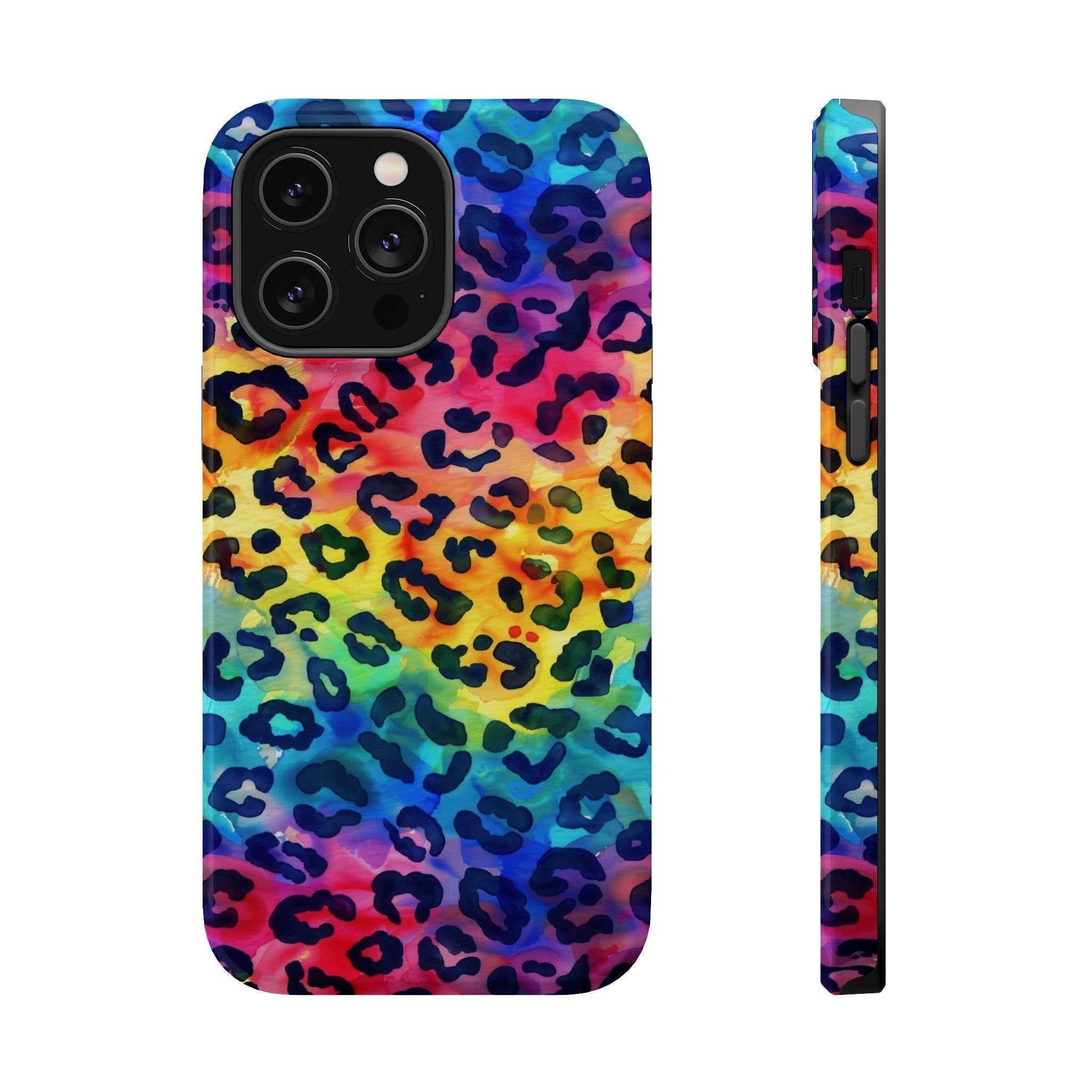Bespattered Facade Rainbow Watercolor Leopard MagSafe Tough Case by Bespattered Facade