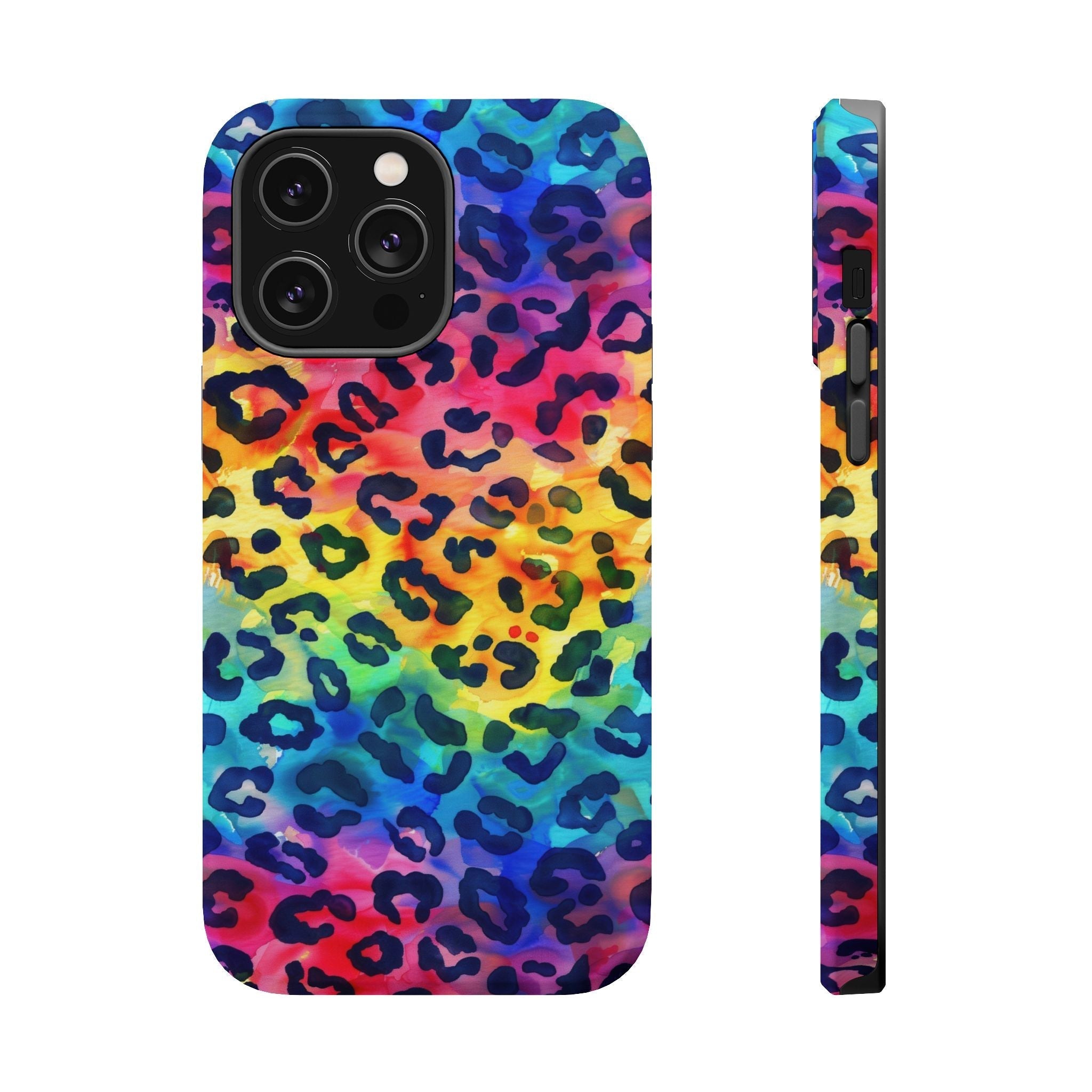 Bespattered Facade Rainbow Watercolor Leopard MagSafe Tough Case by Bespattered Facade