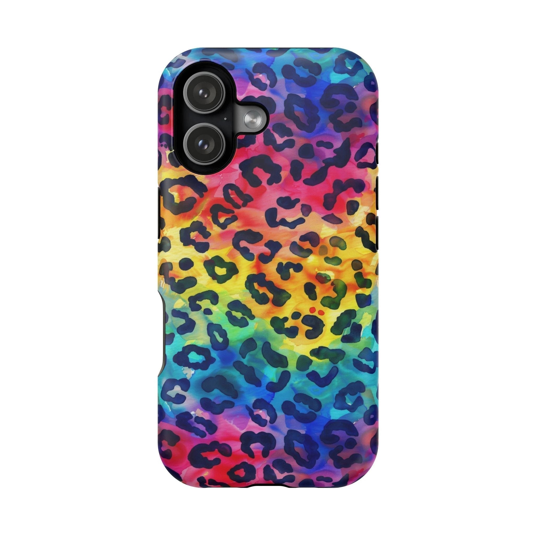 Bespattered Facade Rainbow Watercolor Leopard MagSafe Tough Case by Bespattered Facade