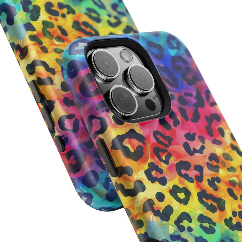 Bespattered Facade Rainbow Watercolor Leopard MagSafe Tough Case by Bespattered Facade