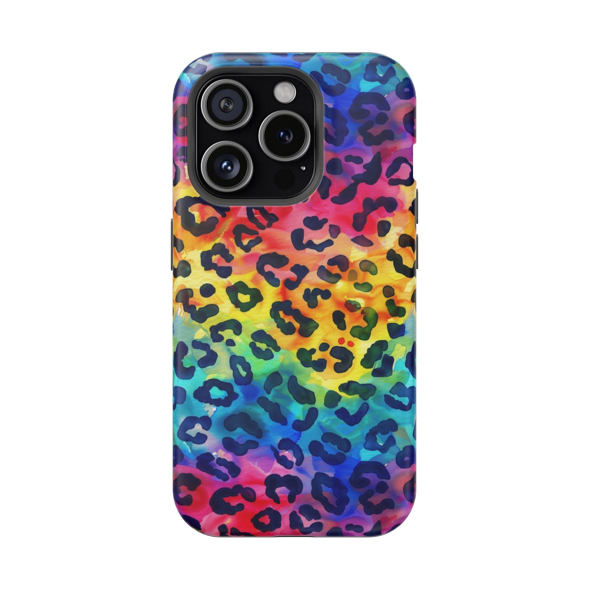 Bespattered Facade Rainbow Watercolor Leopard MagSafe Tough Case by Bespattered Facade