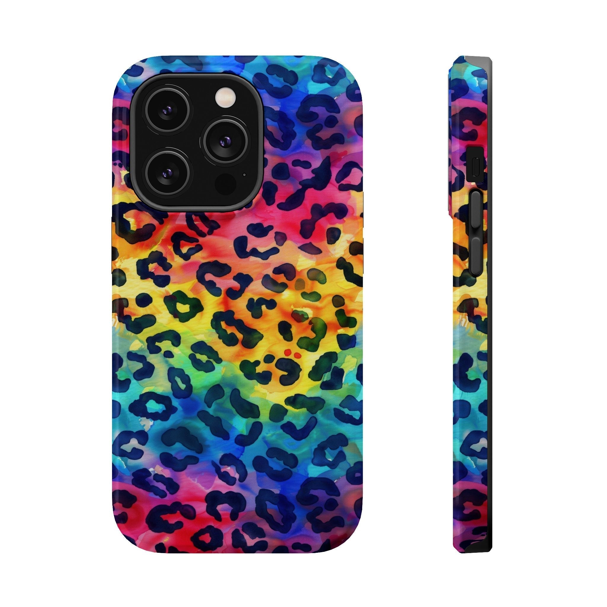 Bespattered Facade Rainbow Watercolor Leopard MagSafe Tough Case by Bespattered Facade