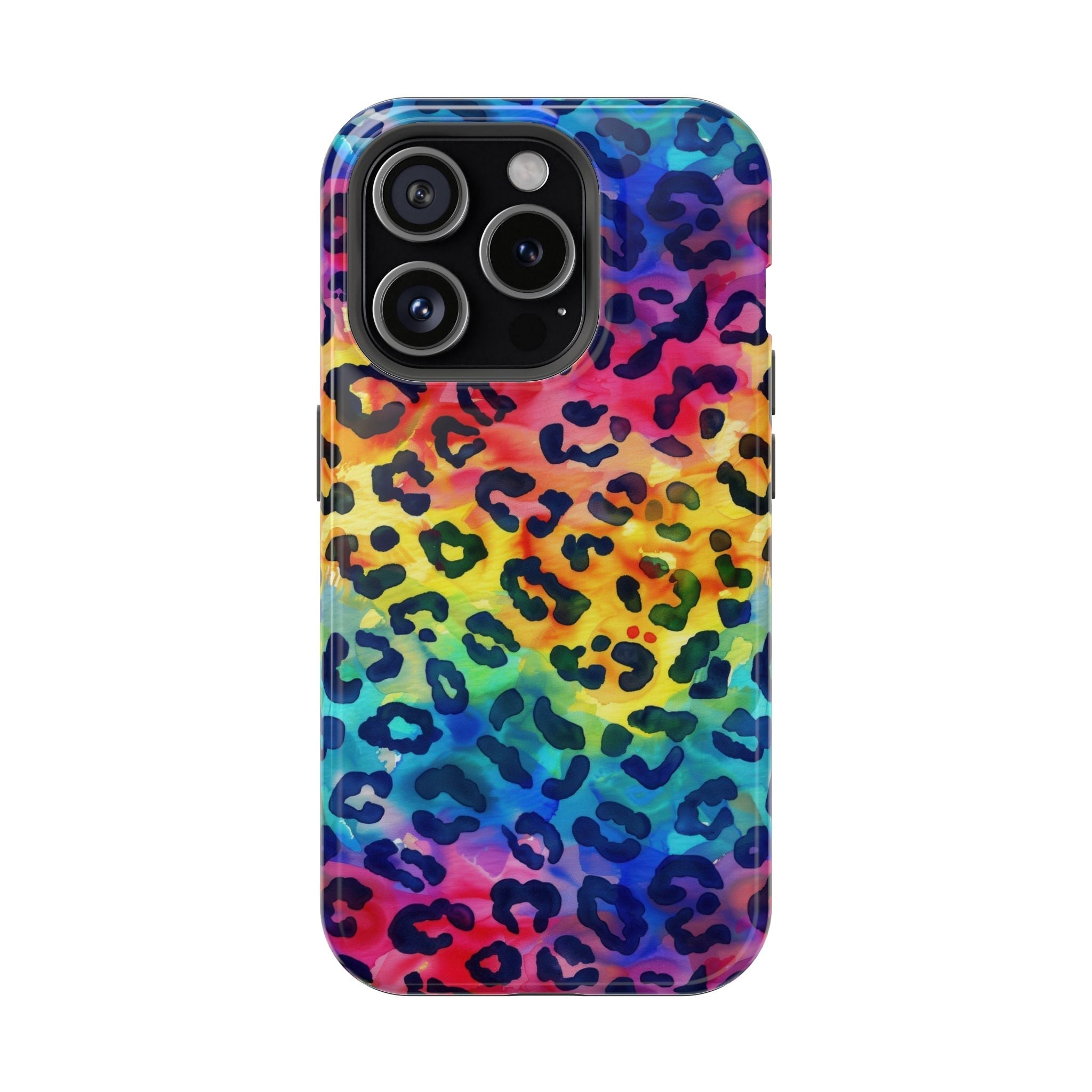 Bespattered Facade Rainbow Watercolor Leopard MagSafe Tough Case by Bespattered Facade