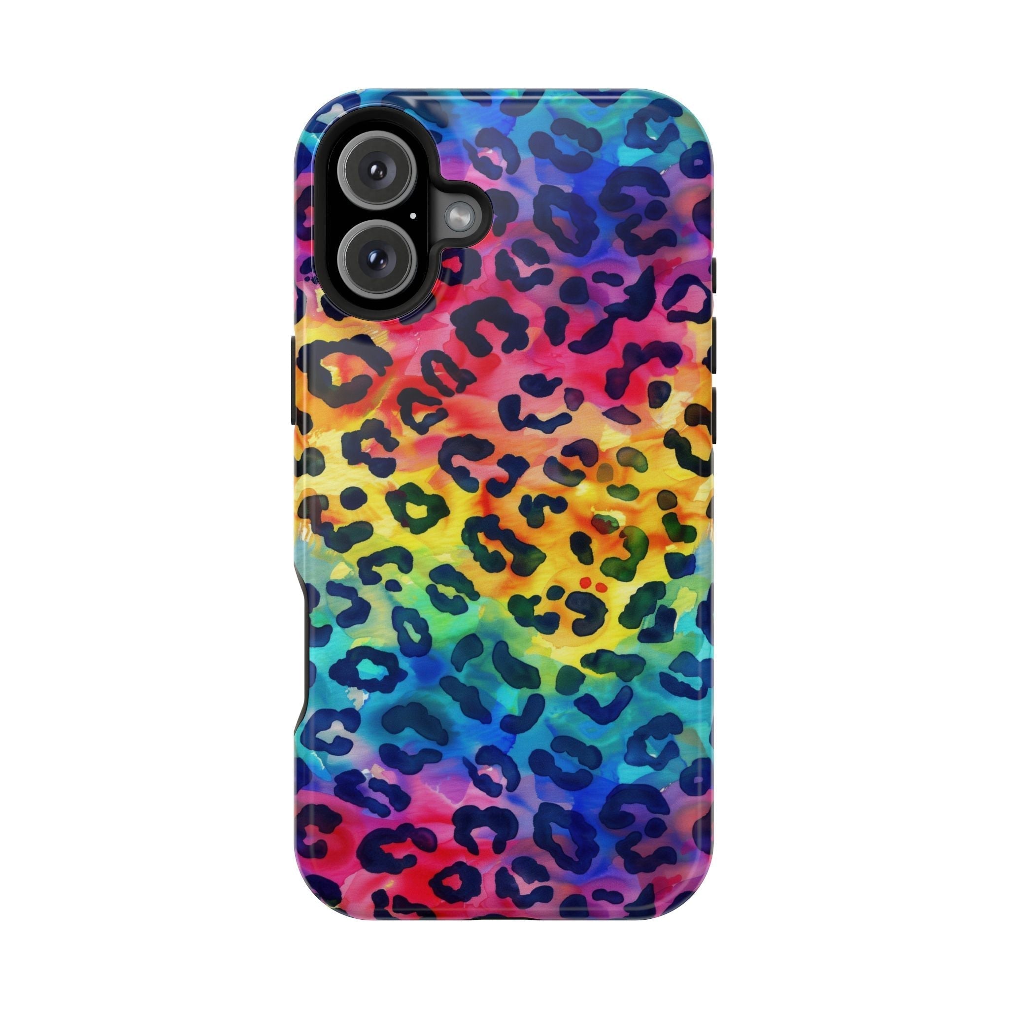 Bespattered Facade Rainbow Watercolor Leopard MagSafe Tough Case by Bespattered Facade