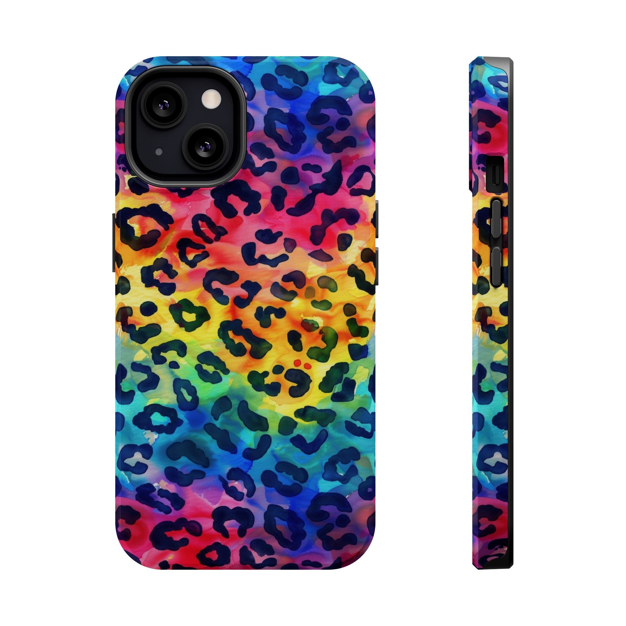 Bespattered Facade Rainbow Watercolor Leopard MagSafe Tough Case by Bespattered Facade
