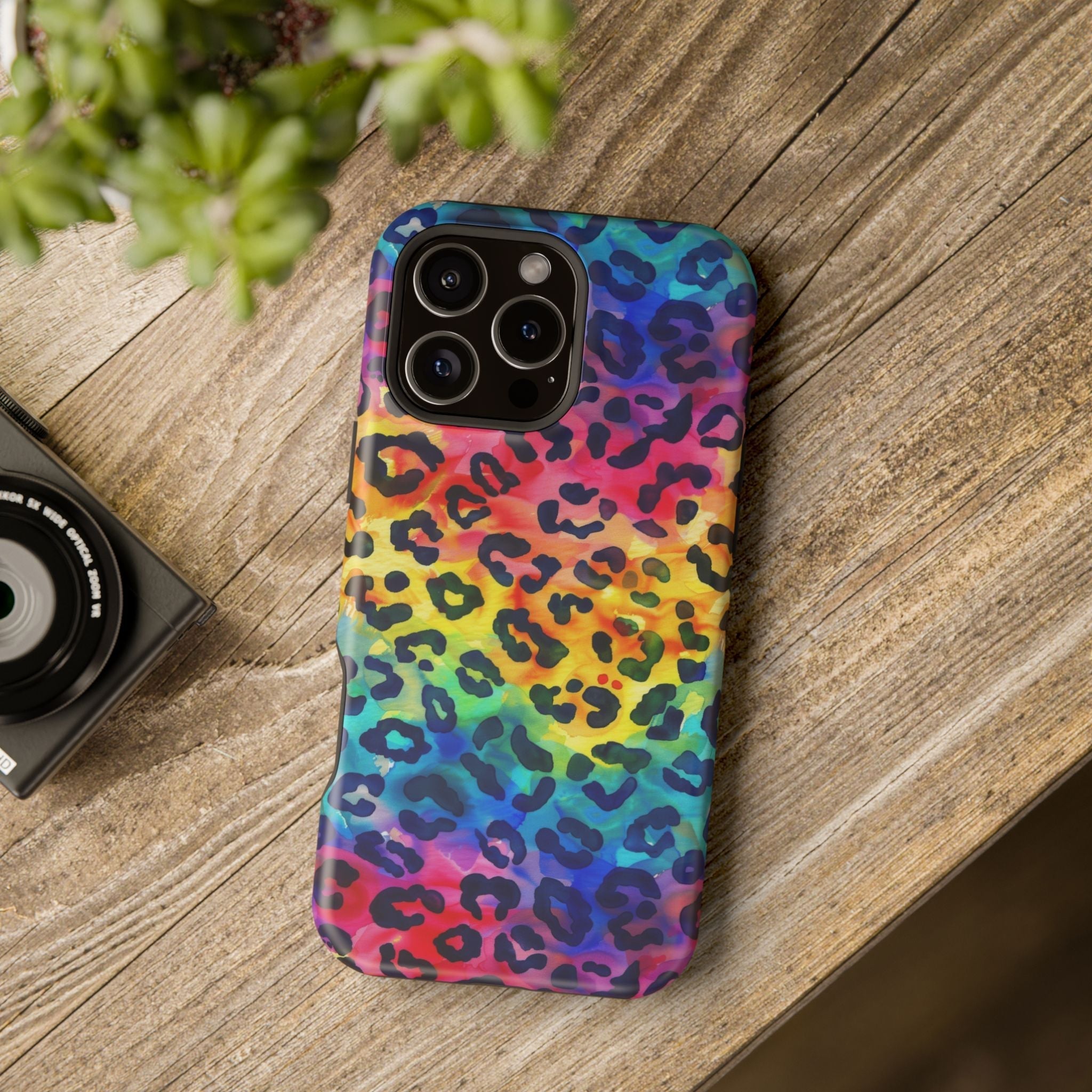 Bespattered Facade Rainbow Watercolor Leopard MagSafe Tough Case by Bespattered Facade