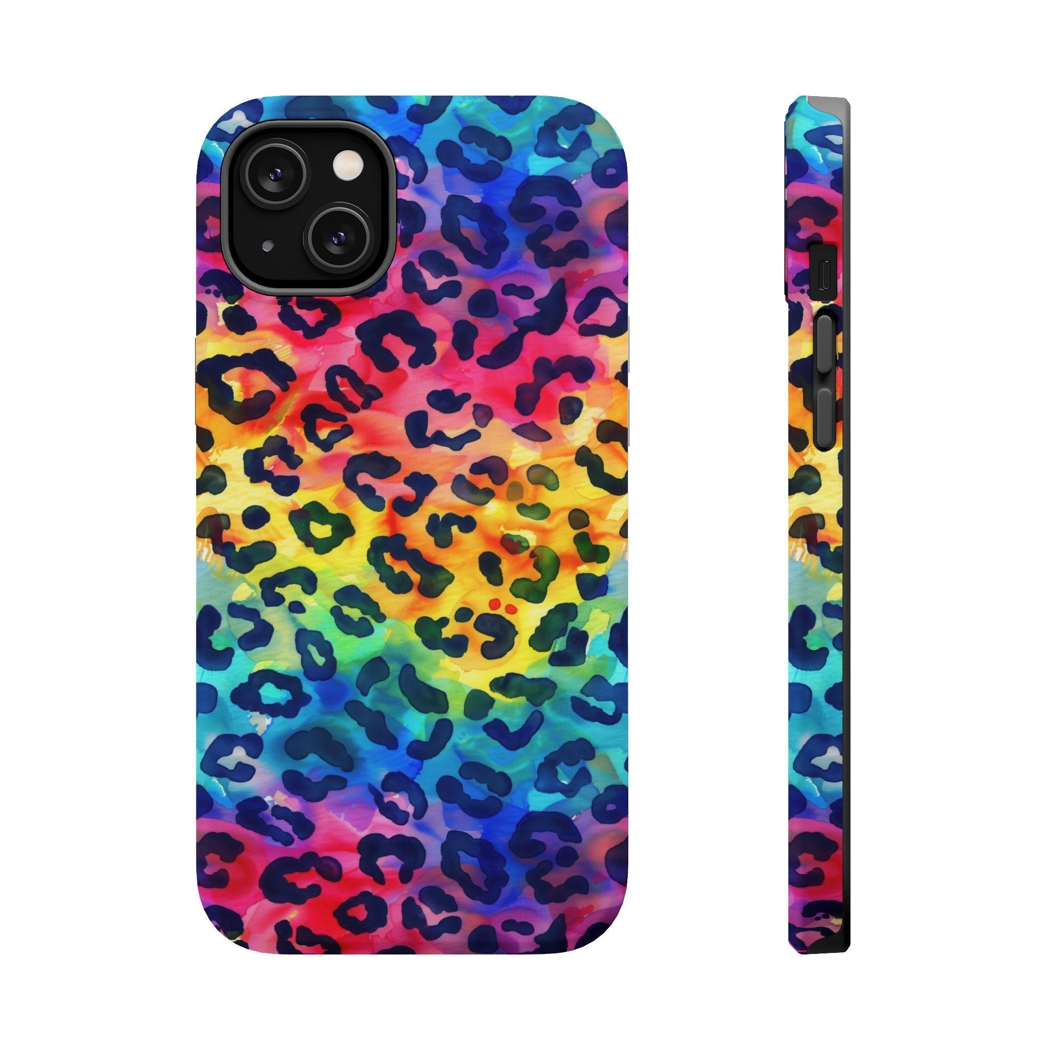 Bespattered Facade Rainbow Watercolor Leopard MagSafe Tough Case by Bespattered Facade