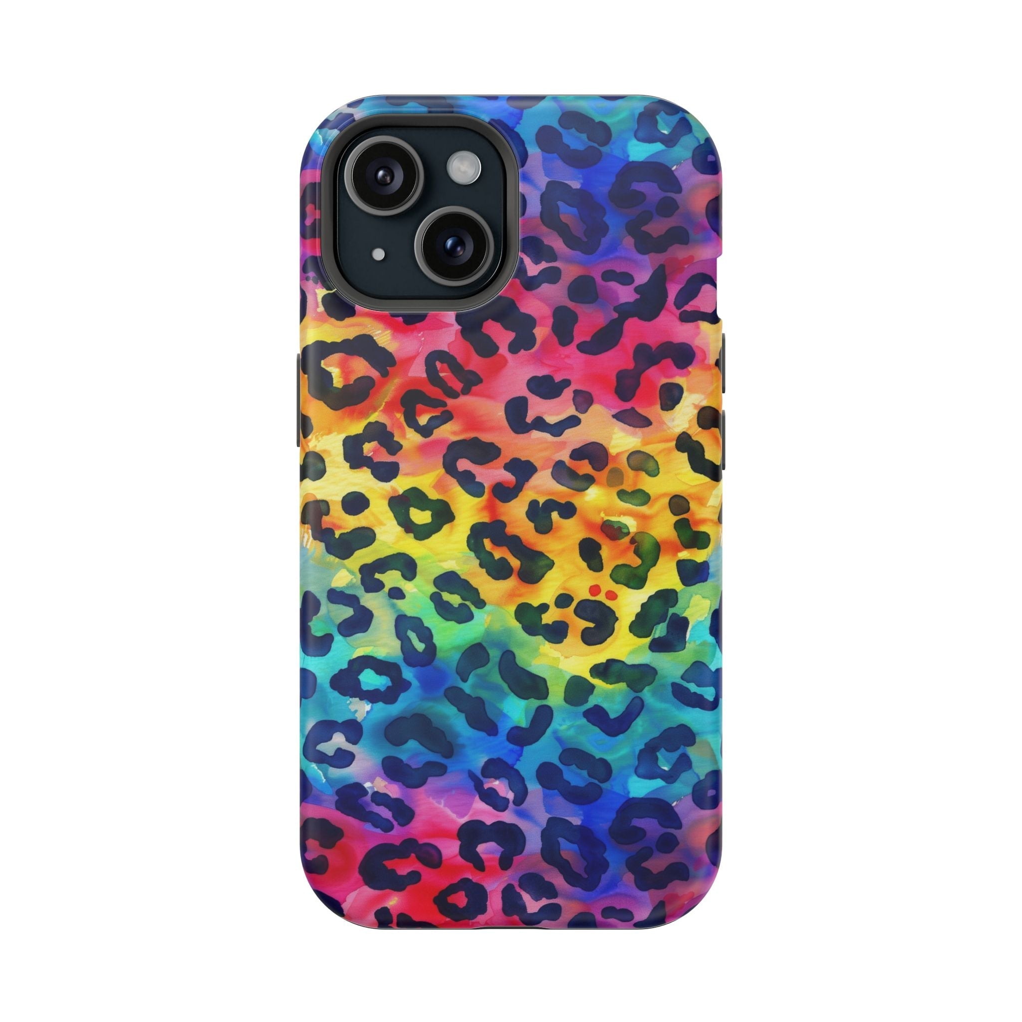 Bespattered Facade Rainbow Watercolor Leopard MagSafe Tough Case by Bespattered Facade