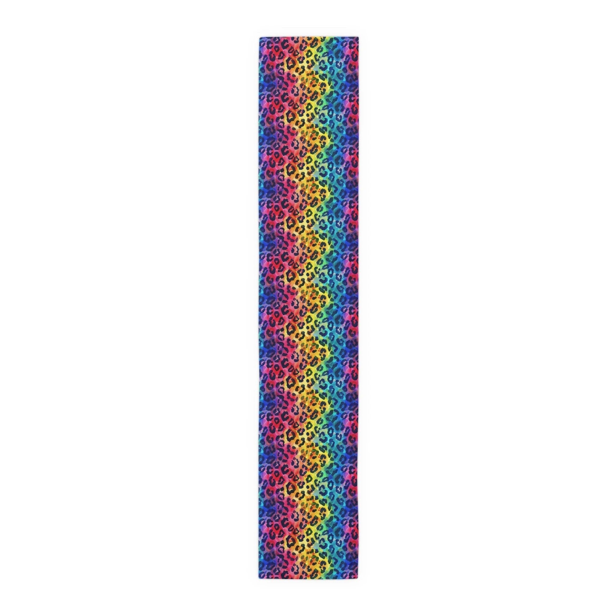 Bespattered Facade Rainbow Watercolor Leopard Table Runner (2 sizes) by Bespattered Facade