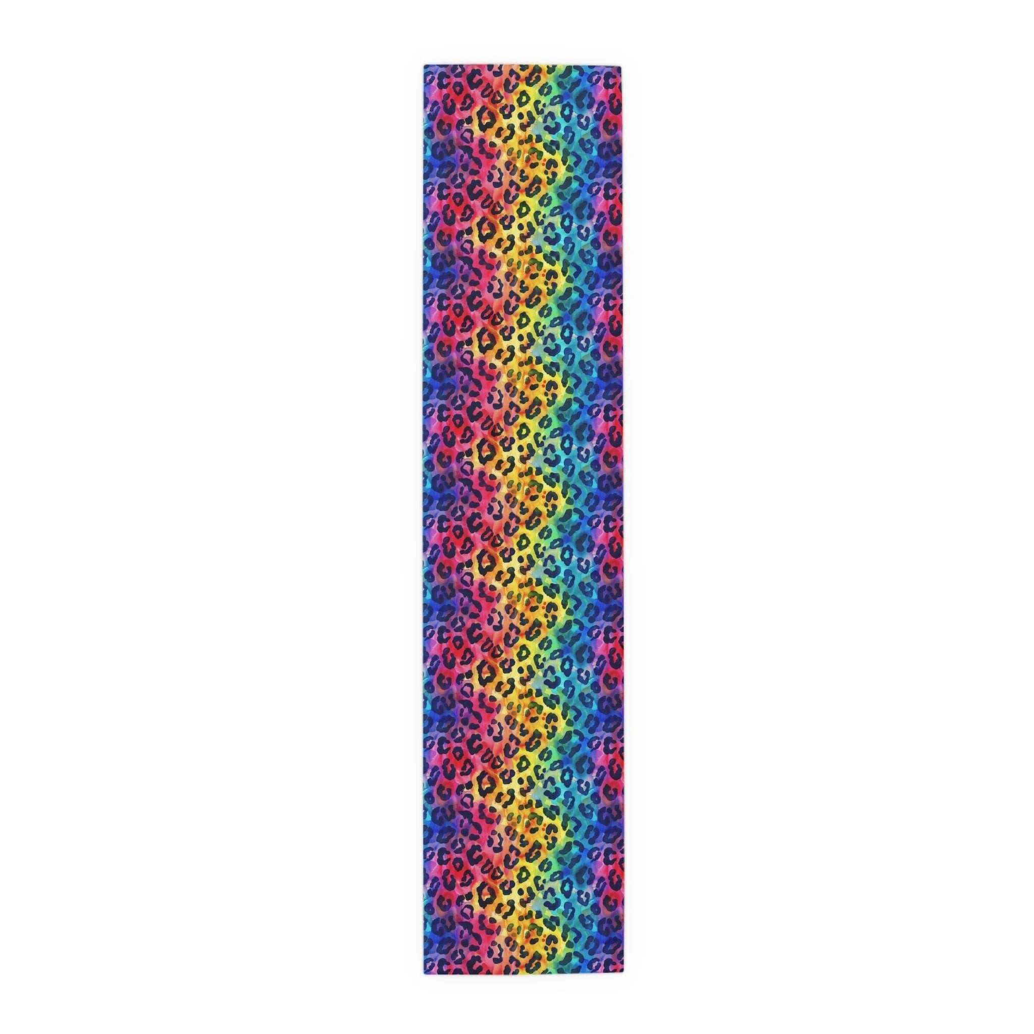 Bespattered Facade Rainbow Watercolor Leopard Table Runner (2 sizes) by Bespattered Facade