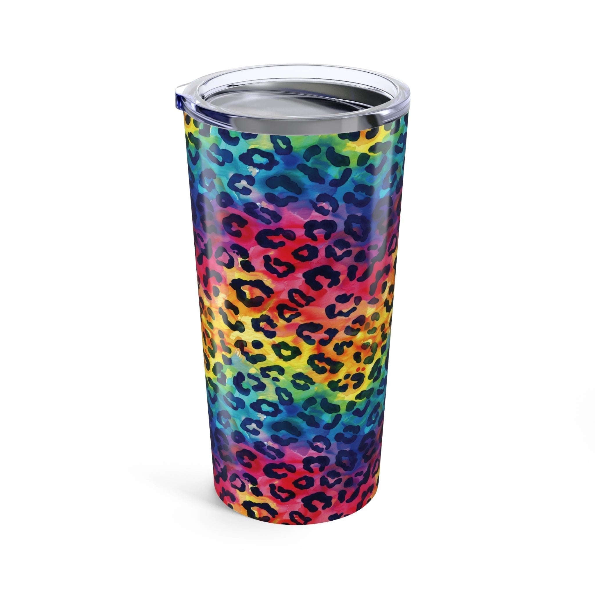 Bespattered Facade Rainbow Watercolor Leopard Tumbler 20oz by Bespattered Facade