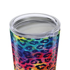 Bespattered Facade Rainbow Watercolor Leopard Tumbler 20oz by Bespattered Facade