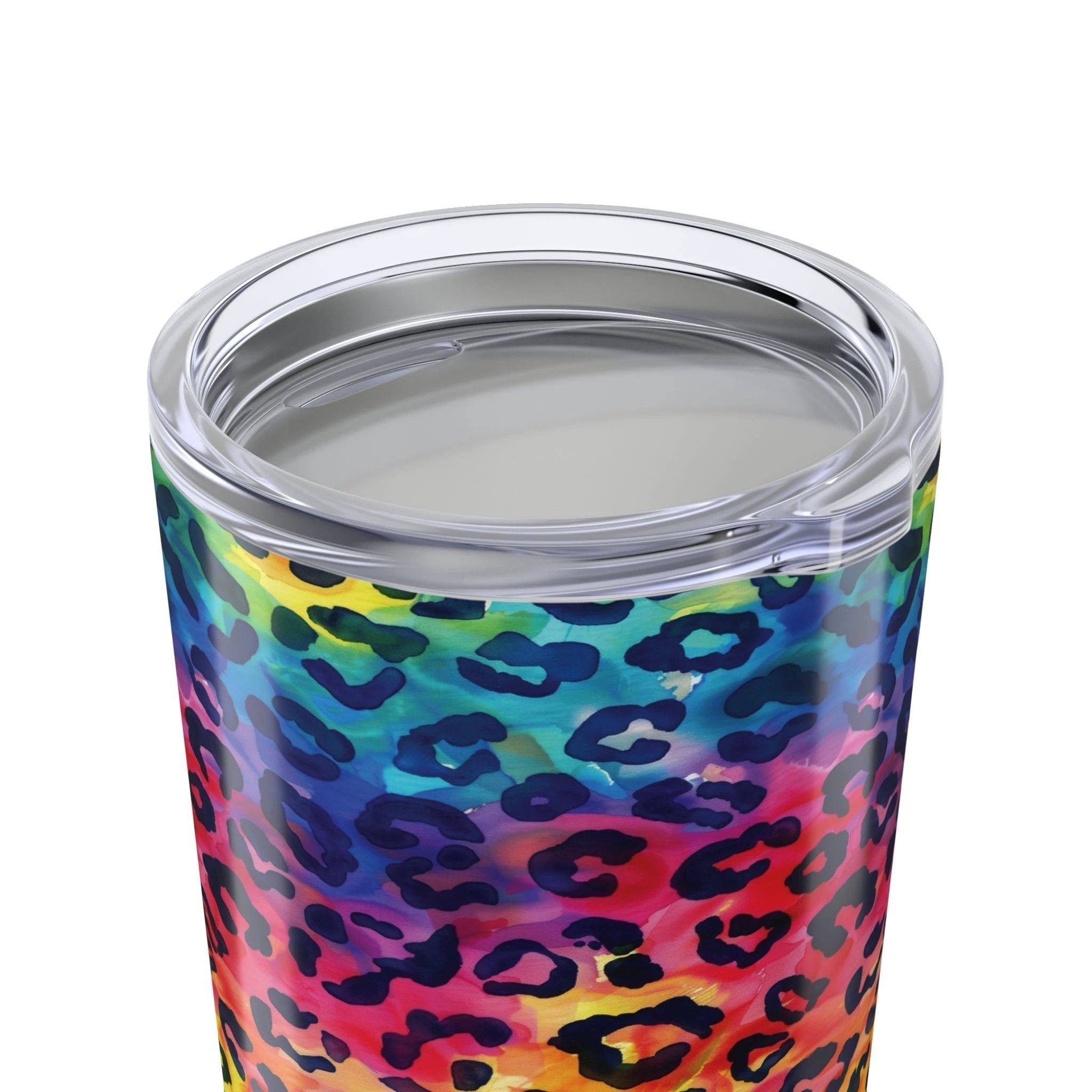 Bespattered Facade Rainbow Watercolor Leopard Tumbler 20oz by Bespattered Facade
