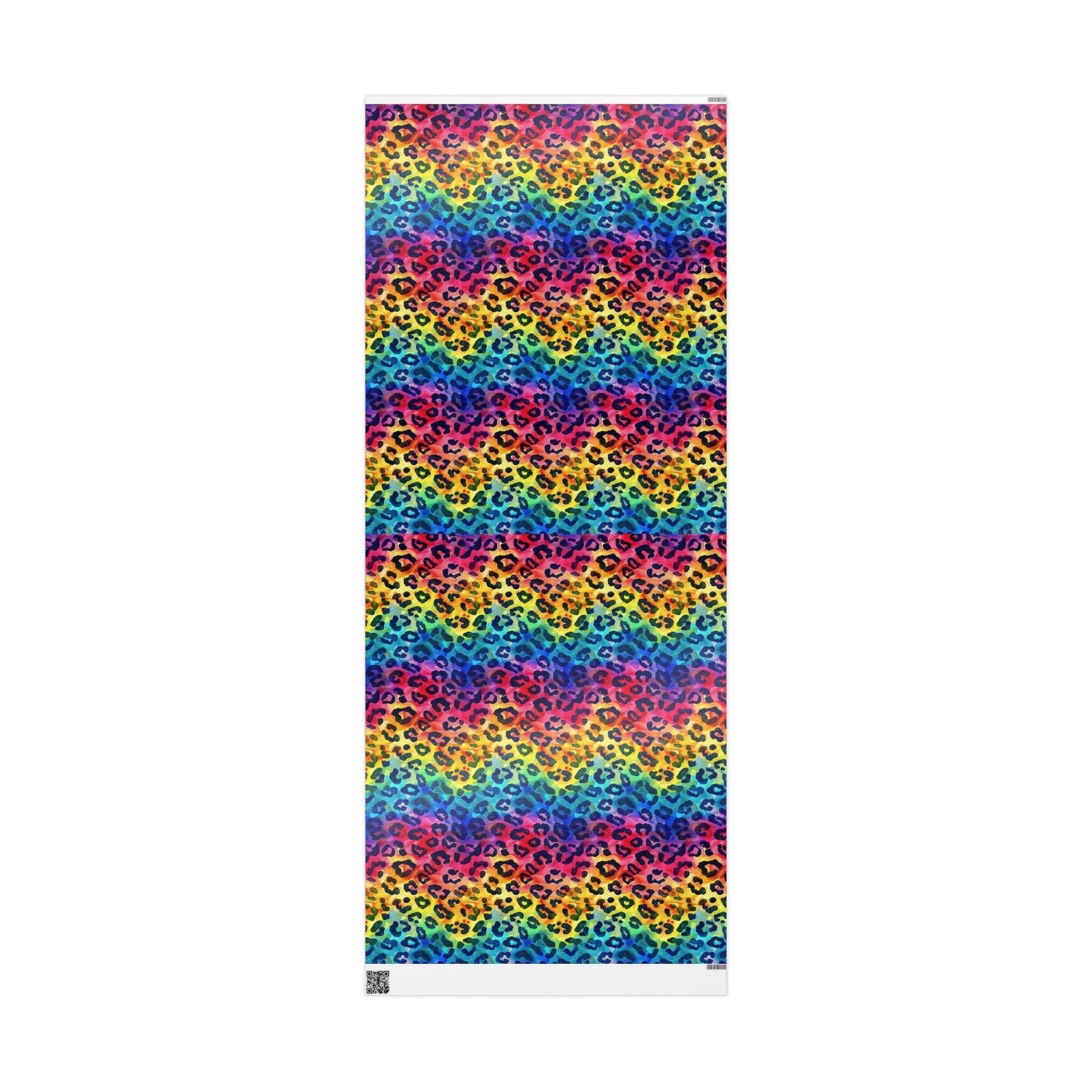 Bespattered Facade Rainbow Watercolor Leopard Wrapping Paper | Three Sizes | Glossy or Matte by Bespattered Facade