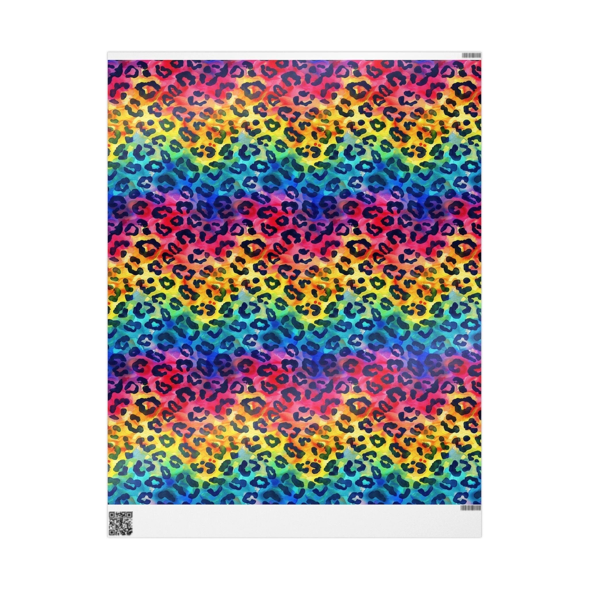 Bespattered Facade Rainbow Watercolor Leopard Wrapping Paper | Three Sizes | Glossy or Matte by Bespattered Facade