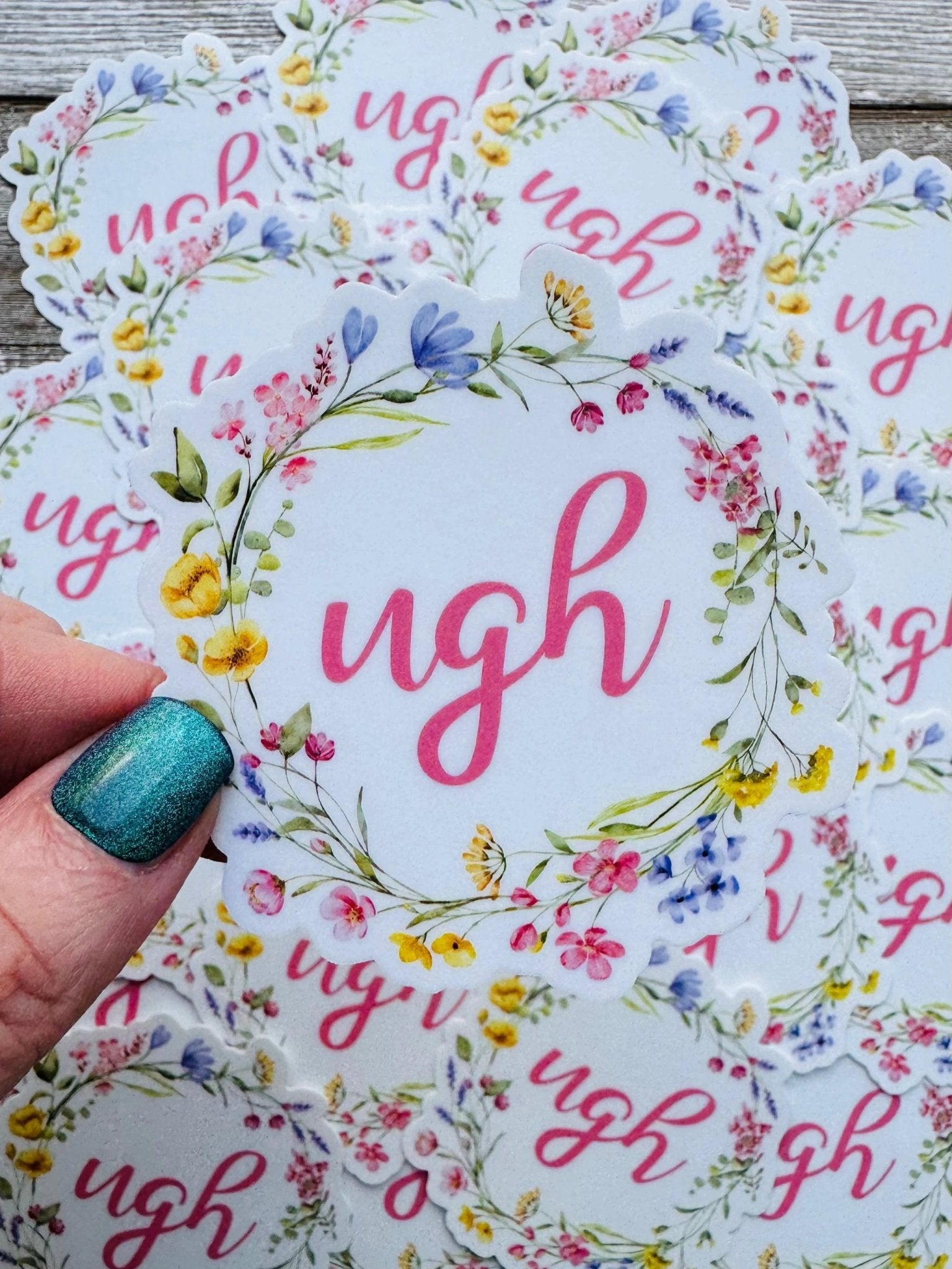 Bespattered Facade "Ugh" Floral Sticker by Bespattered Facade