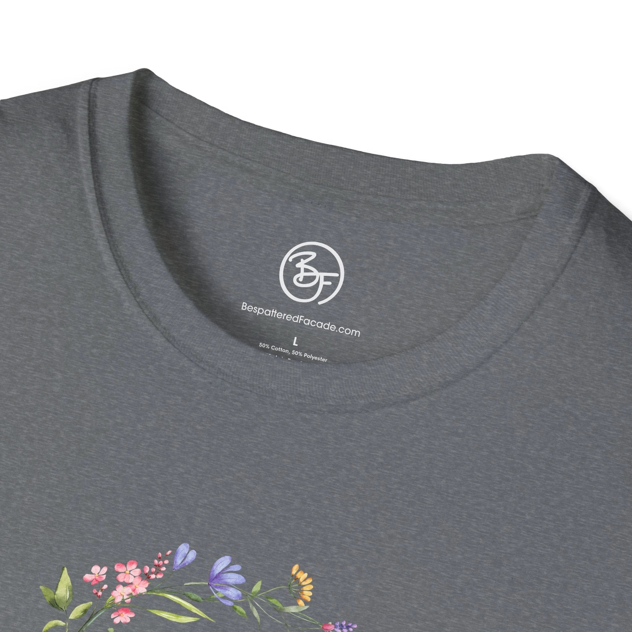 Bespattered Facade "Ugh" Floral Unisex Softstyle T-Shirt by Bespattered Facade