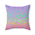 Bespattered Facade Vibrant Leopard Print Faux Suede Square Throw Pillow | 4 Sizes by Bespattered Facade