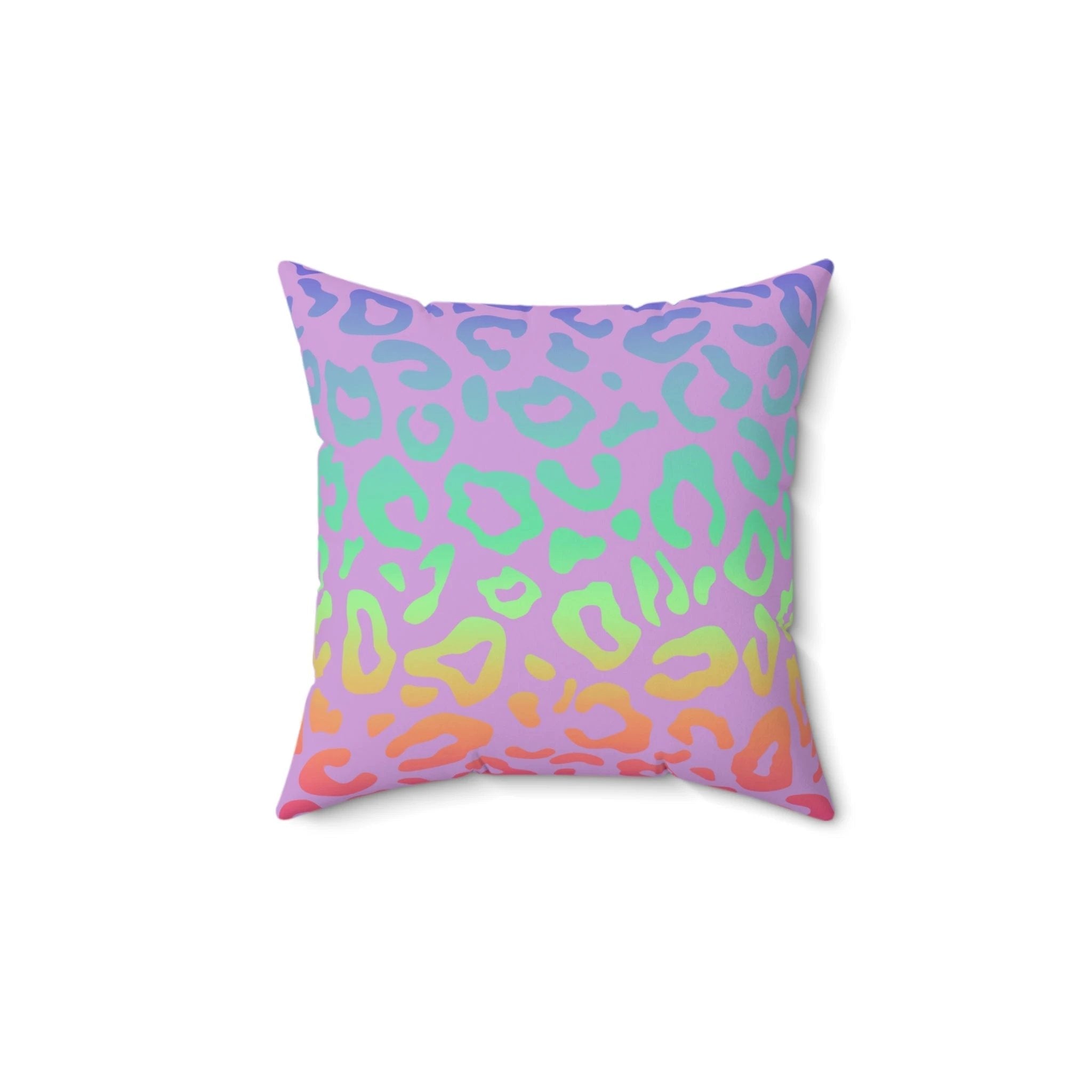 Bespattered Facade Vibrant Leopard Print Faux Suede Square Throw Pillow | 4 Sizes by Bespattered Facade