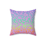 Bespattered Facade Vibrant Leopard Print Faux Suede Square Throw Pillow | 4 Sizes by Bespattered Facade