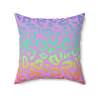 Bespattered Facade Vibrant Leopard Print Faux Suede Square Throw Pillow | 4 Sizes by Bespattered Facade