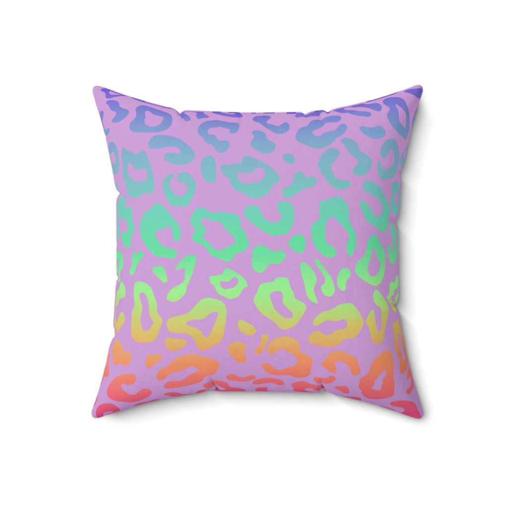 Bespattered Facade Vibrant Leopard Print Faux Suede Square Throw Pillow | 4 Sizes by Bespattered Facade