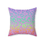 Bespattered Facade Vibrant Leopard Print Faux Suede Square Throw Pillow | 4 Sizes by Bespattered Facade