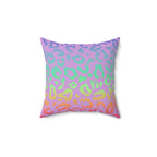 Bespattered Facade Vibrant Leopard Print Faux Suede Square Throw Pillow | 4 Sizes by Bespattered Facade