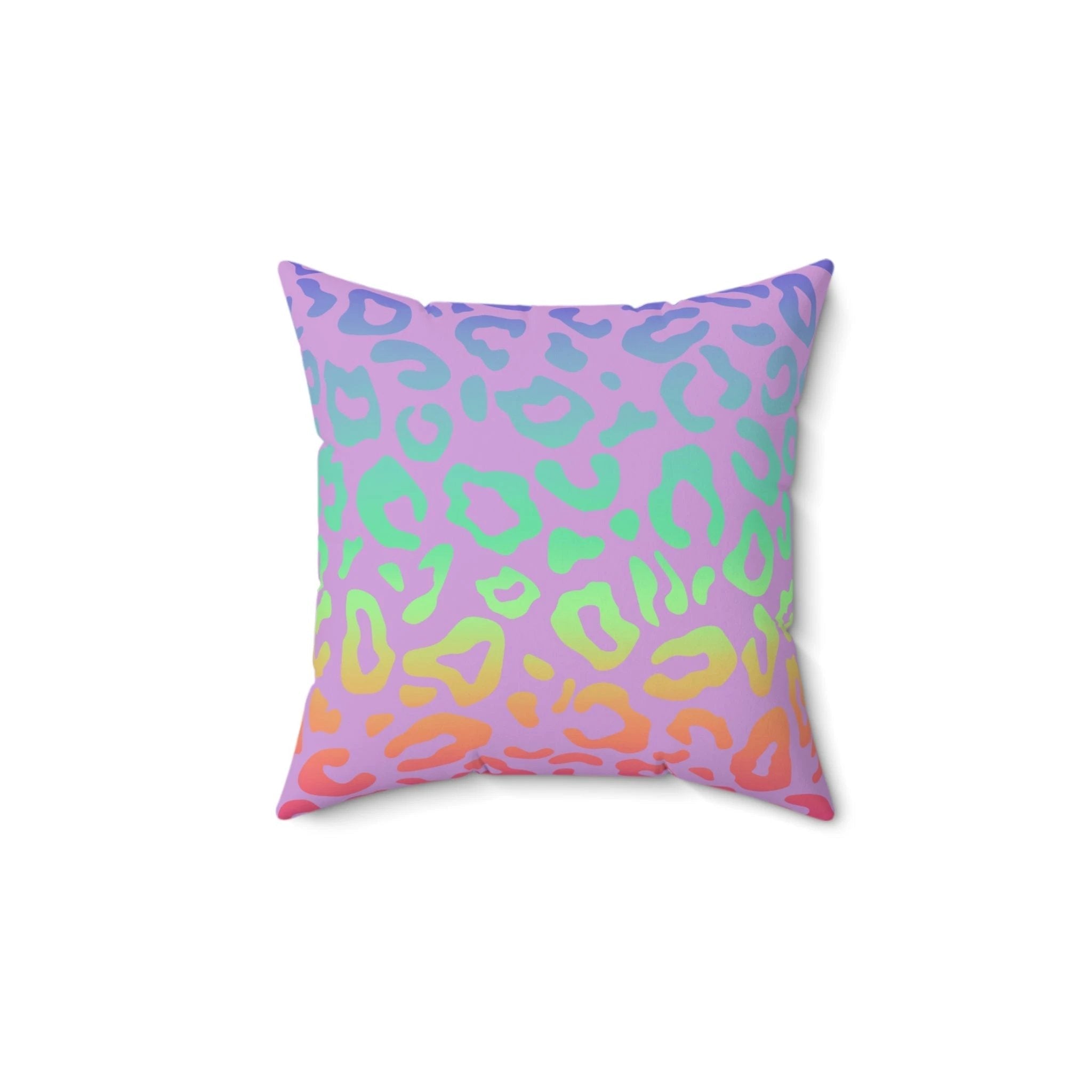 Bespattered Facade Vibrant Leopard Print Faux Suede Square Throw Pillow | 4 Sizes by Bespattered Facade