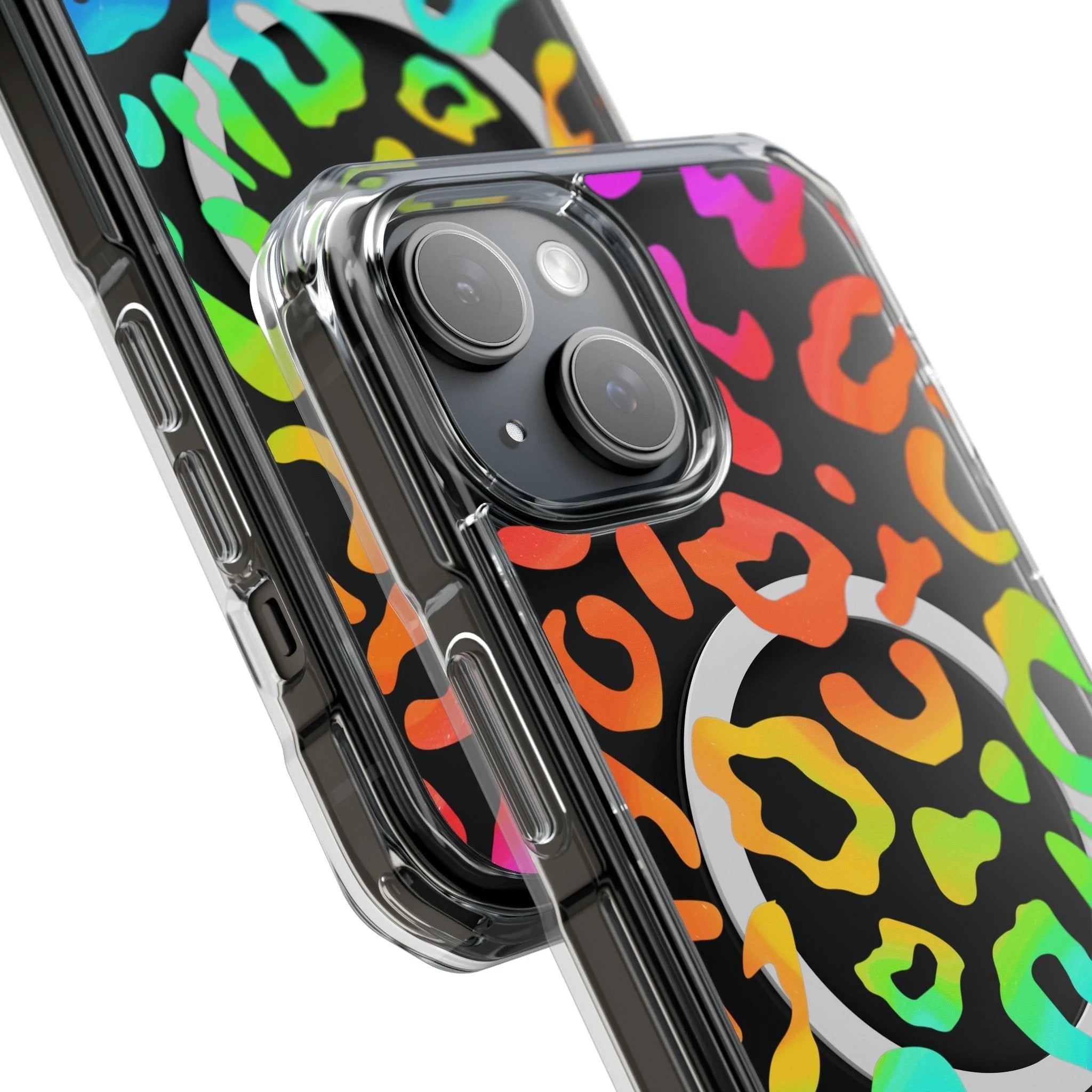 Bespattered Facade Watercolor Rainbow Leopard MagSafe Clear Impact Case by Bespattered Facade